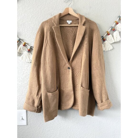 J. Crew Schoolboy Sweater Blazer In Hthr Acorn Cotton Business Casual Office 2x - Picture 1 of 9